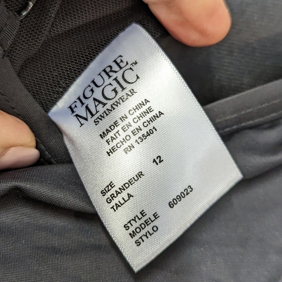 Figure Magic Black Slimming Ruched Swim Dress 12 - Picture 4 of 10